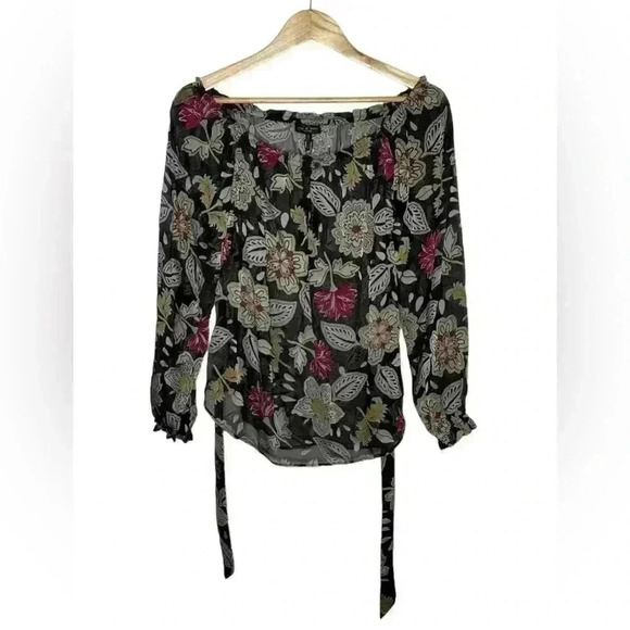 Rag and Bone Sierra Floral Belted Sheer Long Sleeve Top Size Small NWT - Picture 4 of 6